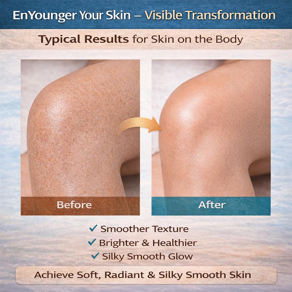 EnYounger™ 3-in-1 Fine-Grained Himalayan Salt Scrub for Body & Legs – Exfoliate/Smooth, Brighten & Hydrate Naturally (10 oz / 283 g)
