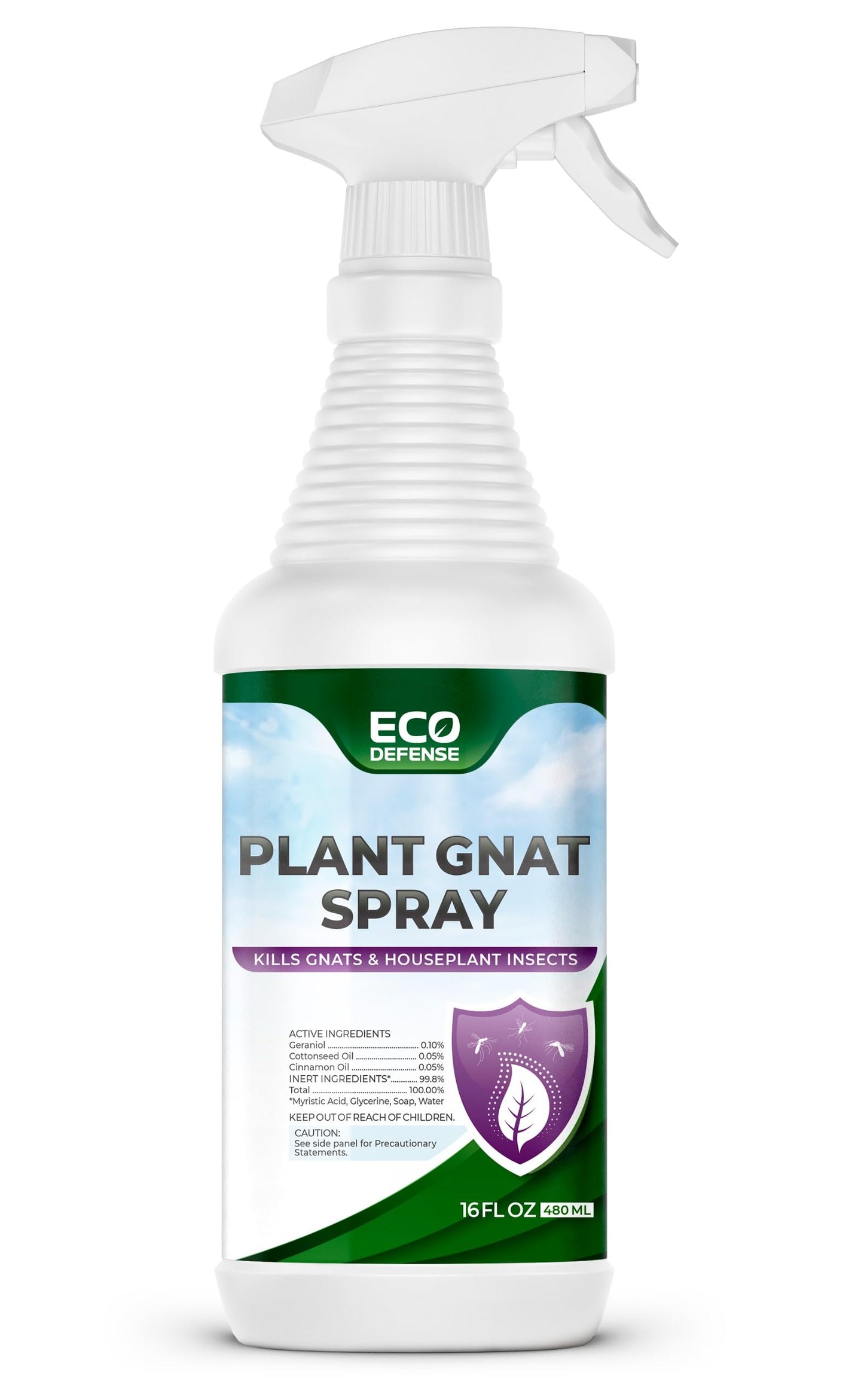 Eco Defense Gnat Spray for Indoor Plants – Fungus Gnat Killer & Houseplant Insect Control – Plant-Based Bug Spray for Houseplants & Indoor Gardening