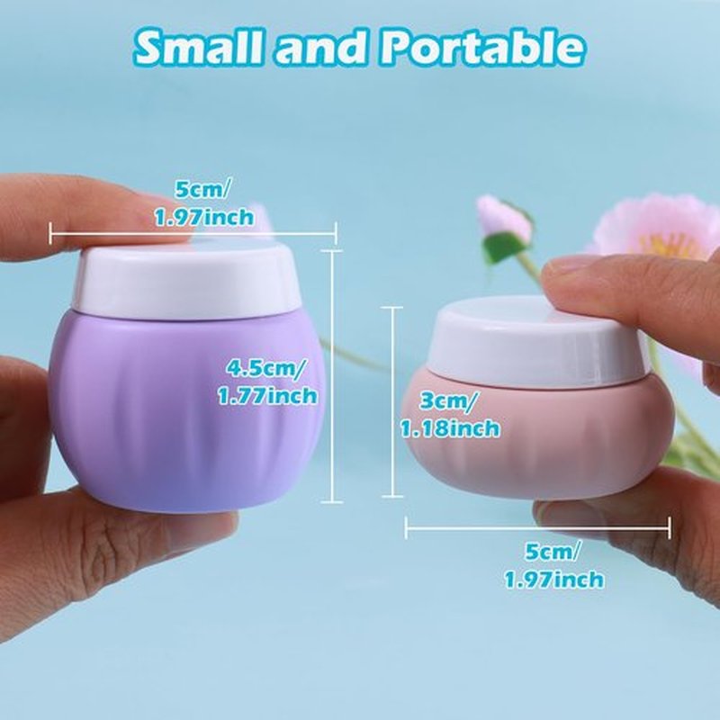 Travel Containers for Toiletries, GLAMFIELDS TSA Approved 2Pcs 1.7oz+3Pcs 1oz Travel Size Silicone Jars BPA Free, Leak-proof Travel Essentials with Lid for Cosmetic Face Hand Body Cream Purple(5Pack)