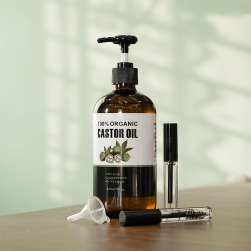 Allcucut Castor Oil Organic(16fl.oz/473ml in Glass Bottle), Growth for Hair Eyelashes Eyebrows, Organic Cotton Castor Oil Pack Wrap for Hair Neck Dark Circles, Gifts for Her Women