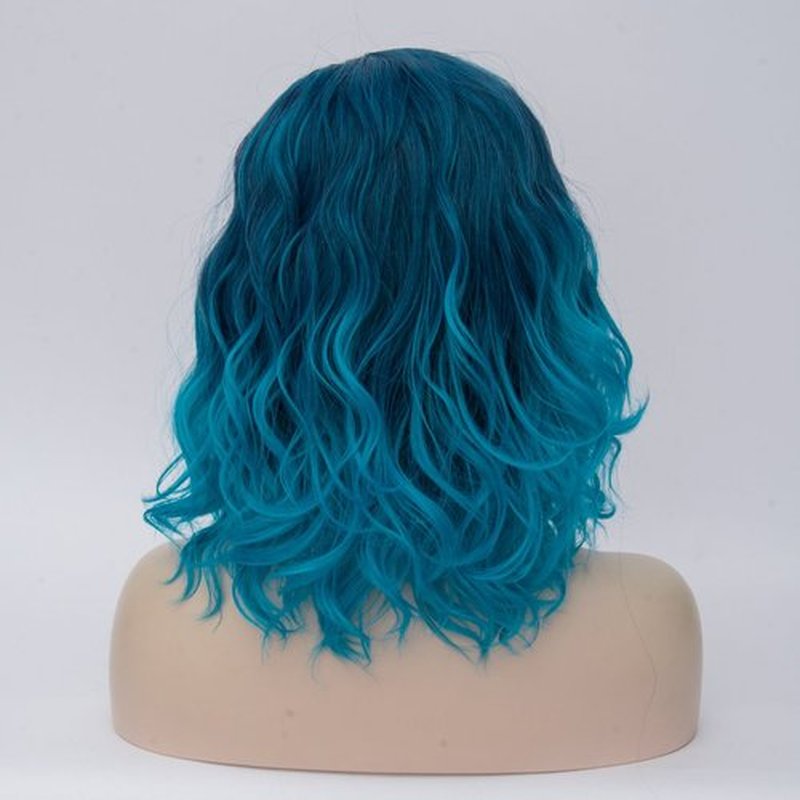 Cying Lin Short Bob Wavy Curly Wig Blue Wig For Women Cosplay Halloween Wigs Heat Resistant Bob Party Wig Include Wig Cap (Blue)