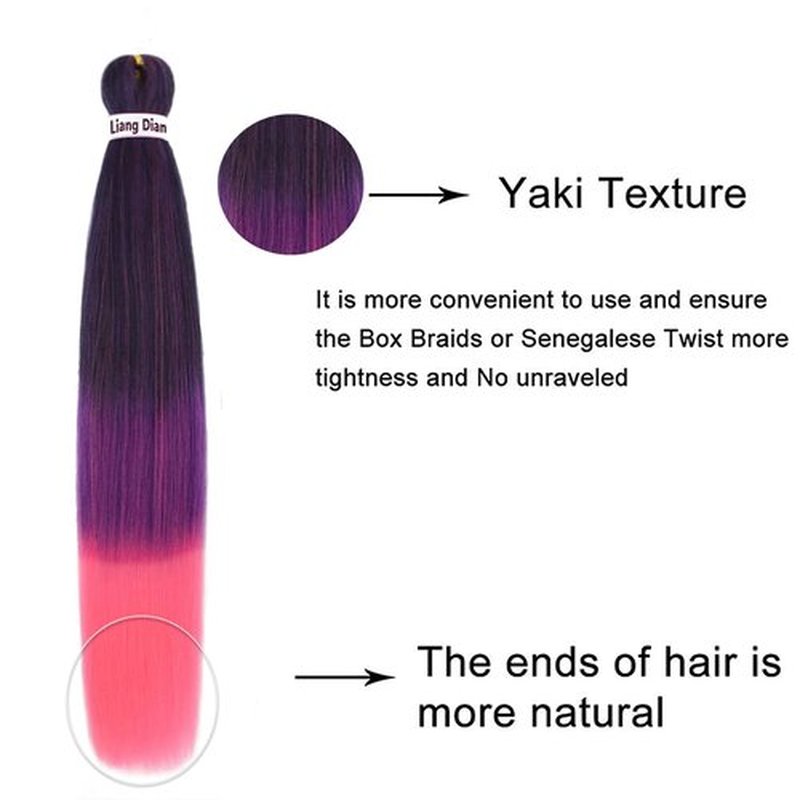 Liang Dian Braiding Hair Pre Stretched 36 Inches 8 Packs Synthetic Fiber Crochet Twist Braids Yaki texture Braiding Hair Extensions (36 Inch,1B/Purple/Pink)