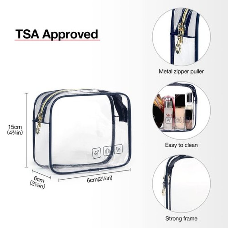 BAGSMART Toiletry Bag Hanging Travel Makeup Organizer with TSA Approved Transparent Cosmetic Bag Makeup Bag for Full Sized Toiletries, Medium-Navy