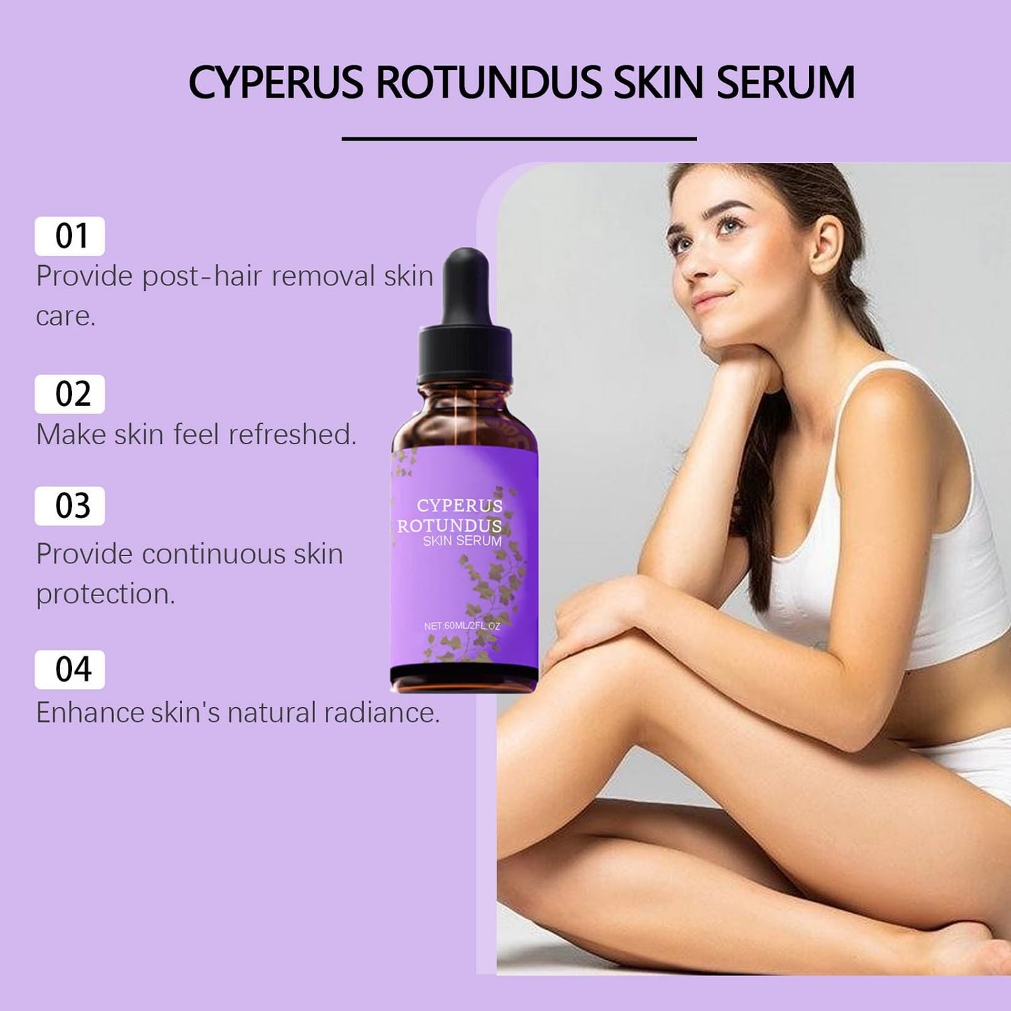 LOYOTICE 3Pcs Cyperus Rotundus Skin Serum, Cyperus Rotundus Oil for Hair Removal, Natural Organic Moisturizing Soothing Body Oil, Balances Skin Tone, Reducing Body Hair