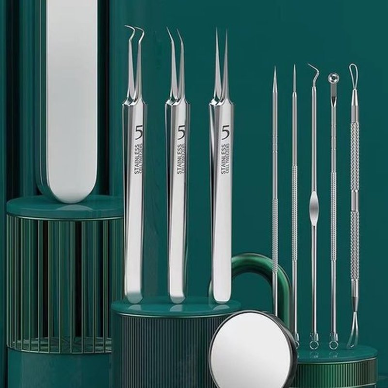 xwxwseui Usiveinborn Blackhead Remover Upgraded, Usiveinborn Blackhead Tweezers, Professional Upgraded Facial Blackhead Remover Tweezers, Blackhead Remover Tools Sets (A1-Silver-8pcs)