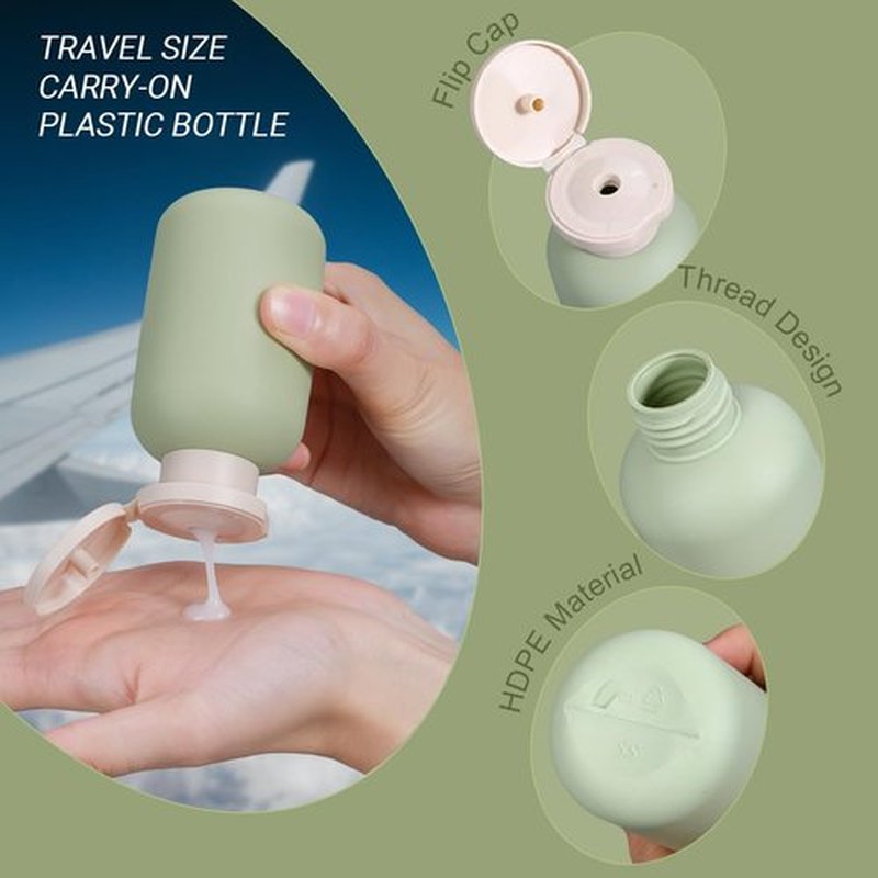 UMETASS 3.4 oz Plastic Small Travel Shampoo Bottles, Refillable Flip Cap Squeeze Bottles for Toiletries, Leakage-proof Travel Shampoo and Conditioner Bottles(8 pack)