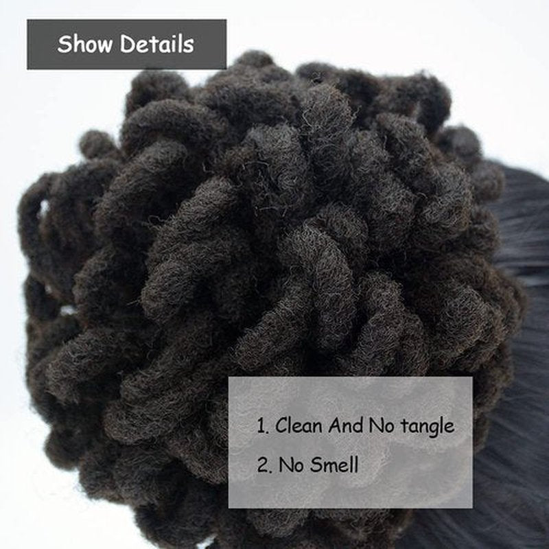 Dreadlocks Bun Afro Puff Drawstring Ponytail Hair Chignon Nu Locs Braids Buns Hairpiece Synthetic Clip in Hair Extensions for Black Women(2#)