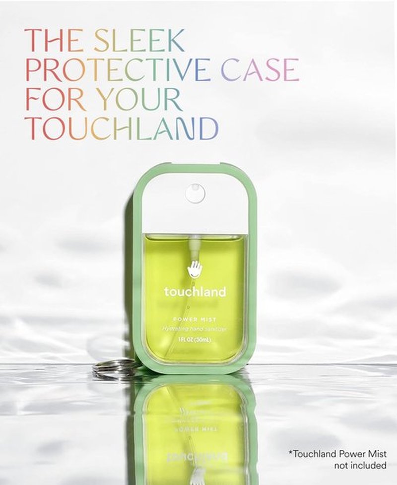 Touchland Mist Case for Power Mist and Glow Mist (1FL OZ), Protective and Stylish Hand Sanitizer Spray Accessory, Silicone Case with Keyring, Matcha Green