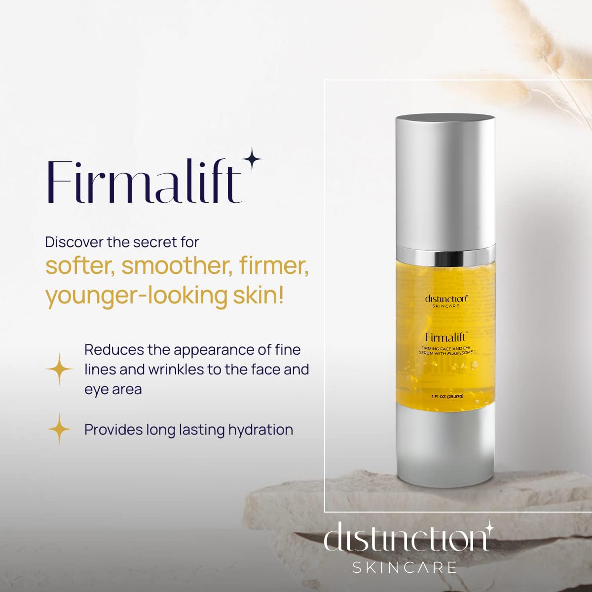 Distinction Anti-Aging Face & Eye Serum with Collagen & Elastisome, 1 oz