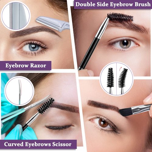 TsMADDTs Eyebrow Tweezer Set, 7 Pcs Tweezers Set for Women, Precision Tweezer for Eyebrows with Curved Scissors and Eyebrow Razor for Ingrown Hair