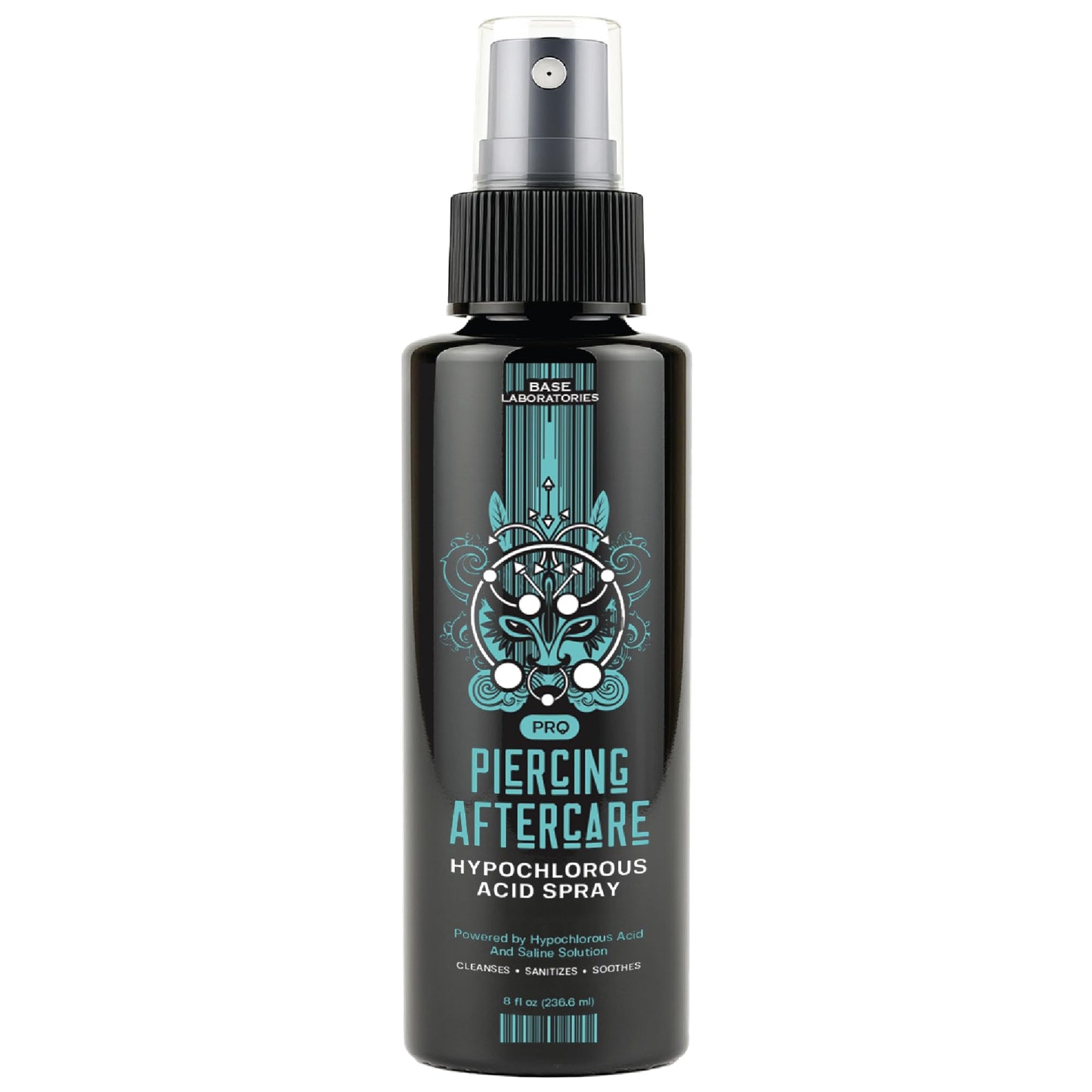 Base Labs Piercing Aftercare Hypochlorous Acid Spray | Healing HOCL Molecule Plus Saline Solution For Piercings | Nose, Ear Piercing Cleaner for all Keloids, Piercing Bumps and Wounds | 3PK, Black