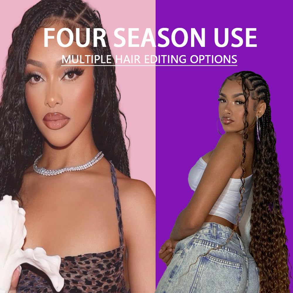 Deep Wave Bulk hair for Braiding Wet and Wavy Micro Braiding Hair No Weft Faux Deep Wave Braiding Hair Extensions for Box Boho Braids 150g with 2Bundles #1B/350 (20Inch)