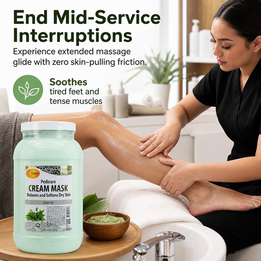 SPA REDI Green Tea Pedicure Mask – Hyaluronic Acid & Comfrey Extract Foot Mask for Cracked Heels & Dry Skin | Paraben-Free, Sulfate-Free, Cruelty-Free | Professional & At-Home Use | 128 oz