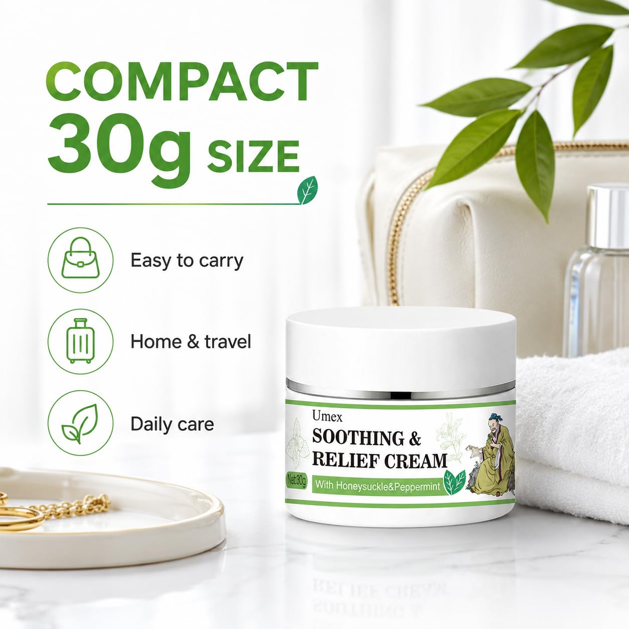 Umex Face & Body Moisturizer, Hydrating Moisturizing Cream for Dry, Sensitive & Rough Skin, with Honeysuckle & Mint, Softens & Nourishes Skin, Non-Greasy Formula