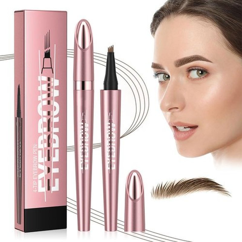 2024 New Microblading Eyebrow Pen, 3D Waterproof Microblading Eyebrow Pencil, 4-Tip Waterproof Eyebrow Pen, Natural Makeup Long-Lasting Fine Stroke Magic Eyebrow Pencil (Light Brown)