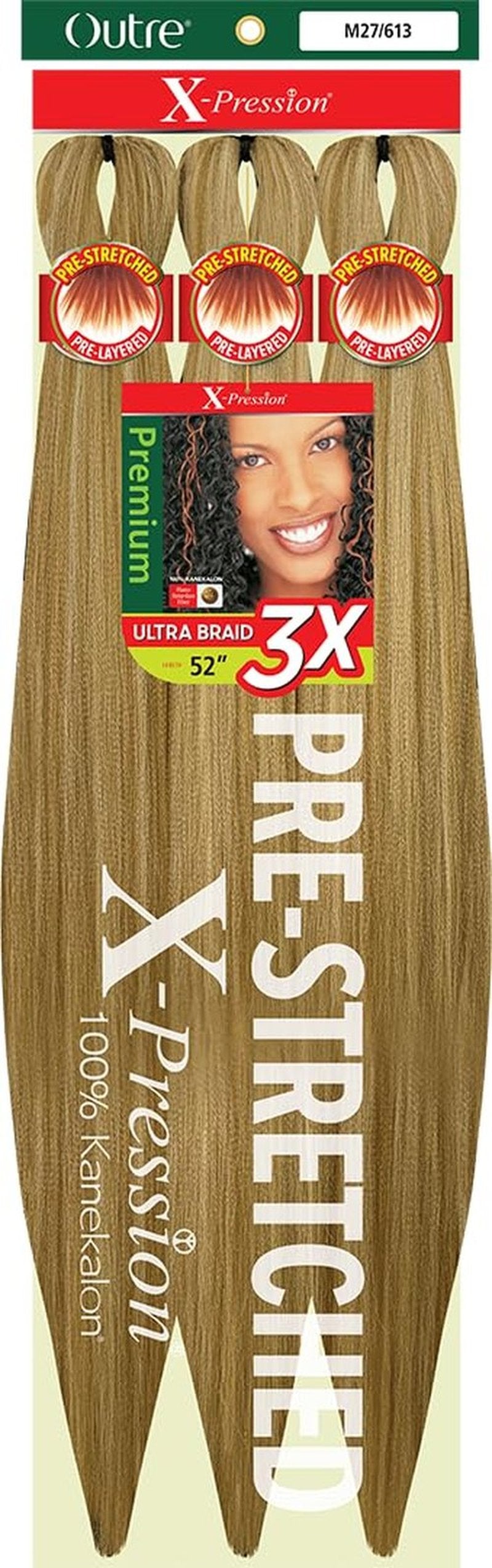 [3 PACK DEAL] Outre X-Pression Braid-Pre Stretched Braid 52" 3X 3 Packs (M27/613)