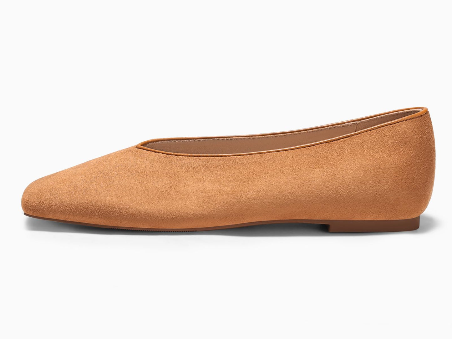 Coutgo Womens Ballet Flats Comfortable Closed Square Toe Flats Slip On Suede Work Dress Shoes