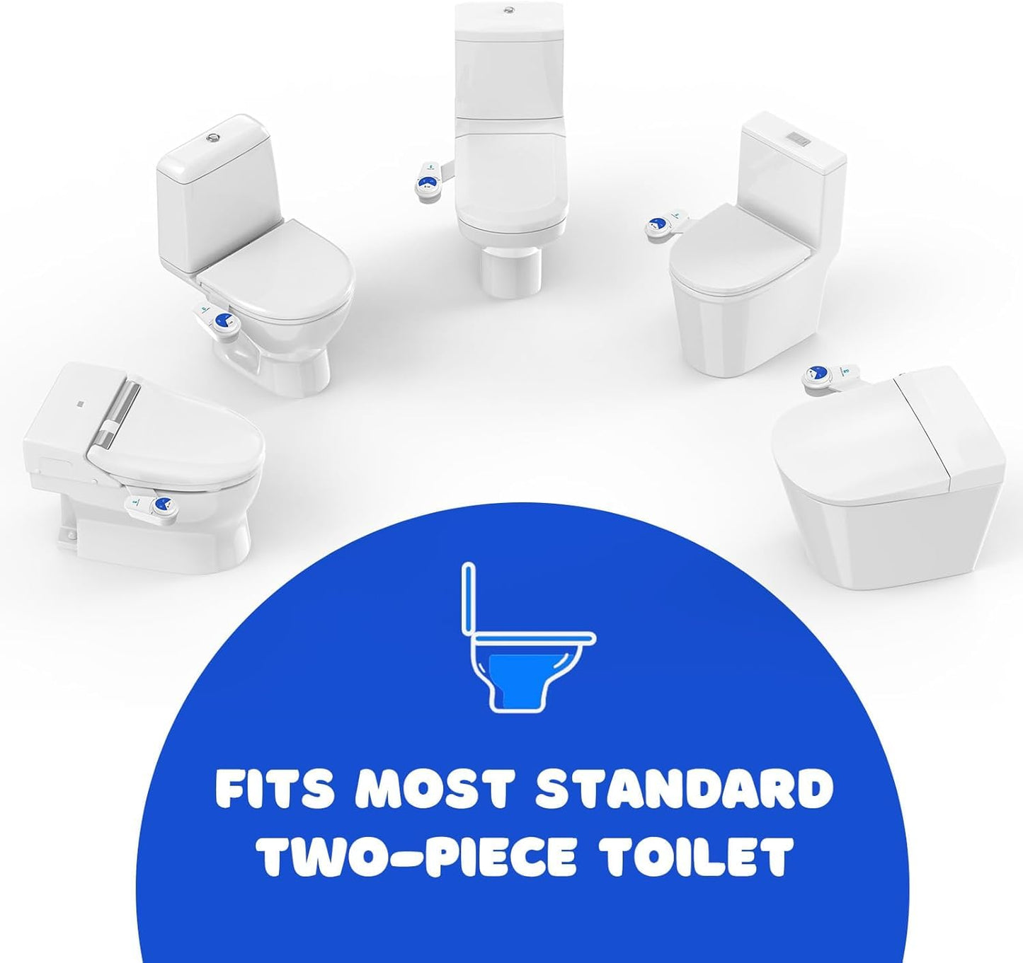 POCALAND Bidet Attachment for Toilet Seat, Non-Electric Cold Water Bidet with Pressure Controls, Dual Nozzles for Frontal & Rear Wash, Retractable Self-Cleaning for Female & Old- White