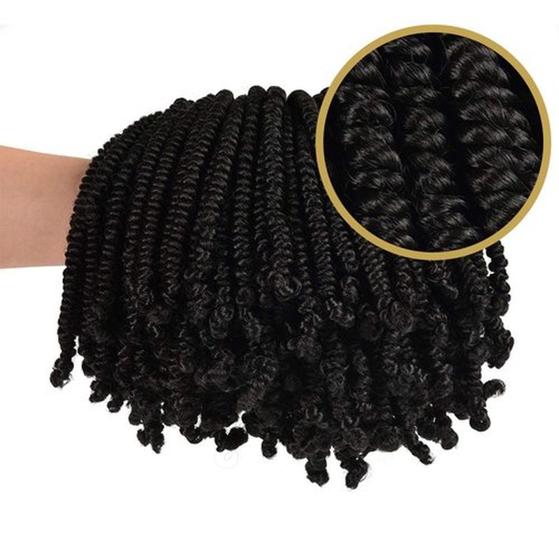 Niseyo Pre twisted Bob Spring Twist Hair 8 Inch 7 Packs Short Pre-looped Crochet Braid (1B/Natural Black)