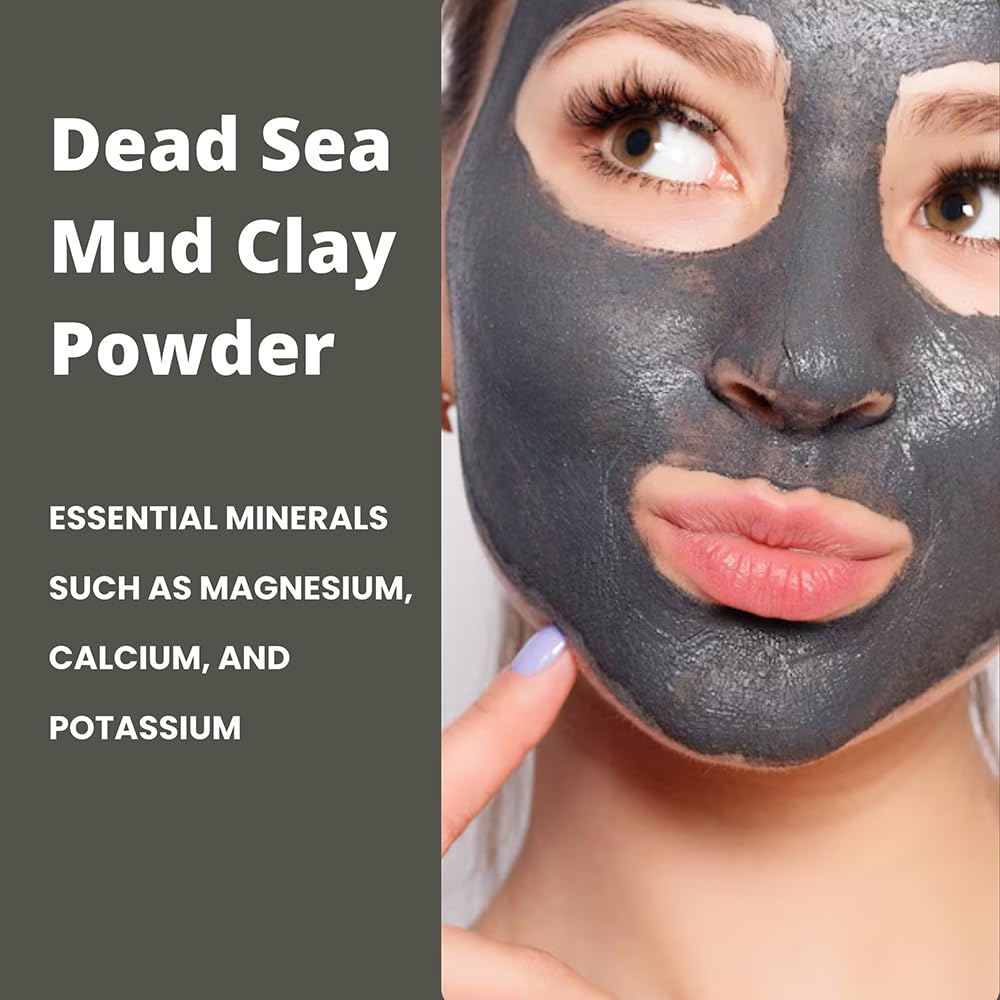 Hebhac Herbs Dead Sea Mud Clay Powder for Facial Mask for Men & Women -114g - Natural Facial Cleanser, Skin Tightening, Blackhead Remover- Natural Mud clay powder