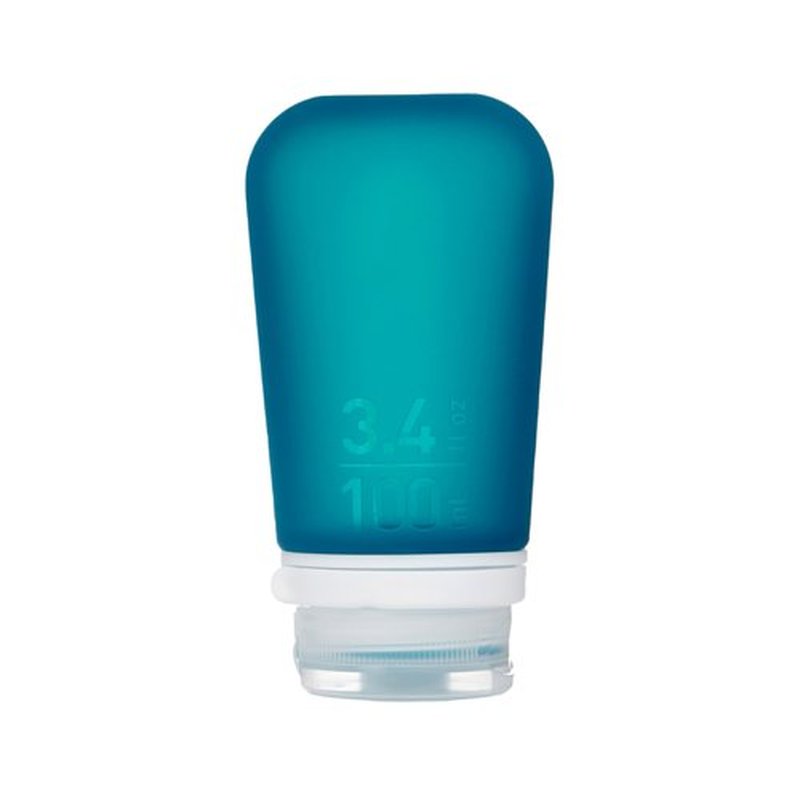 humangear GoToob+ (Large) | Refillable Silicone Travel Bottle | Locking Lid | Food-Safe Material | Teal, Large (3.4 fl.oz.; 100ml)