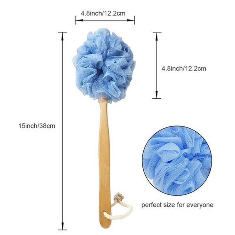 RASDDER Loofah with Handle, Loofah on a Stick, Loofah Sponge with Handle, PE Soft Mesh Luffa, Exfoliating Luffa on a Stick for Men and Women
