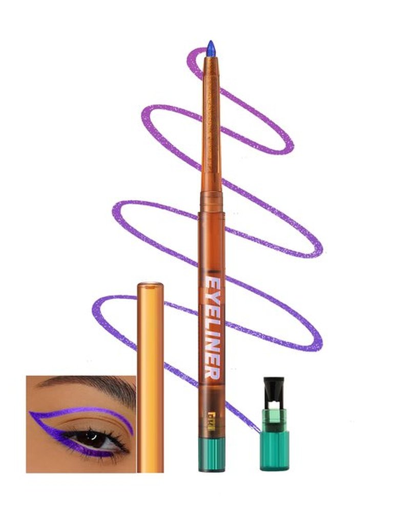 Metallic Multichrome Eyeliner Pencil, Purple Glitter Gel Eye Liner Pencils, Waterproof Smudge-proof Longwear, Multi-Use Sharpenable Colored Eyeliner Shimmer Eyeshadow Makeup Pen, Delineador De Ojos-02