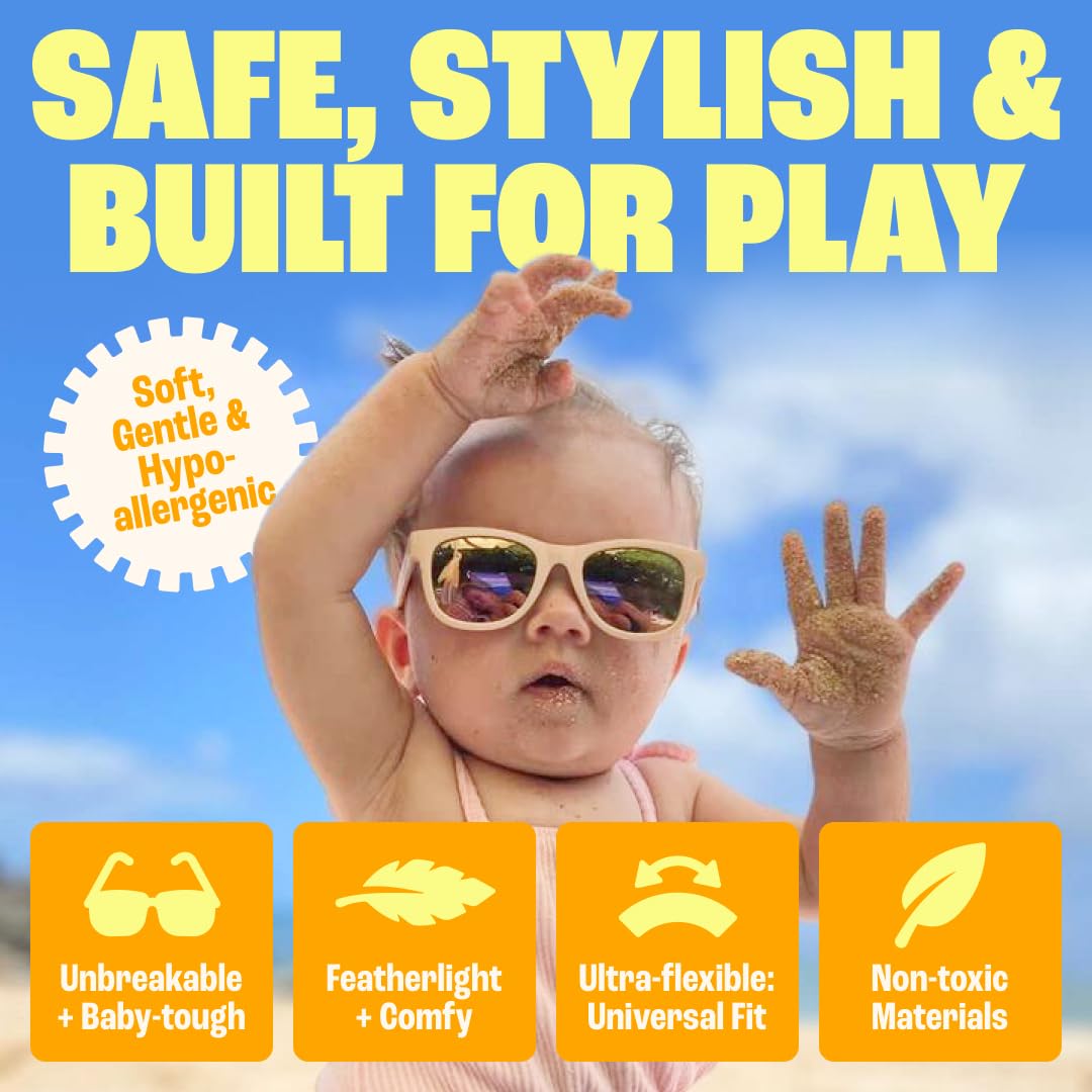 BABY SUNNIES Polarized Baby Sunglasses with Strap - Unbreakable Flexible Infant Sunglasses for Toddlers & Newborns 0-24 Months - Navy Blue - Baby Beach Essentials - Infant Travel Essentials