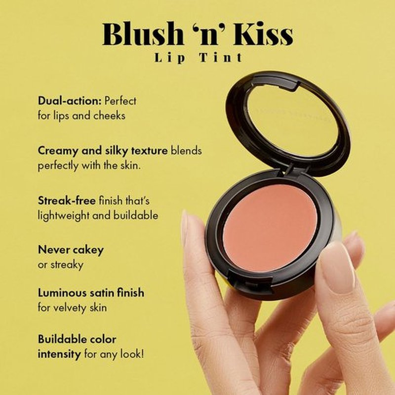 Jerome Alexander Blush ‘n’ Kiss Cream Blush for Cheeks & Lips | Creamy, Lightweight, Buildable Coverage | Blush Balm Face Makeup|Tint Coral