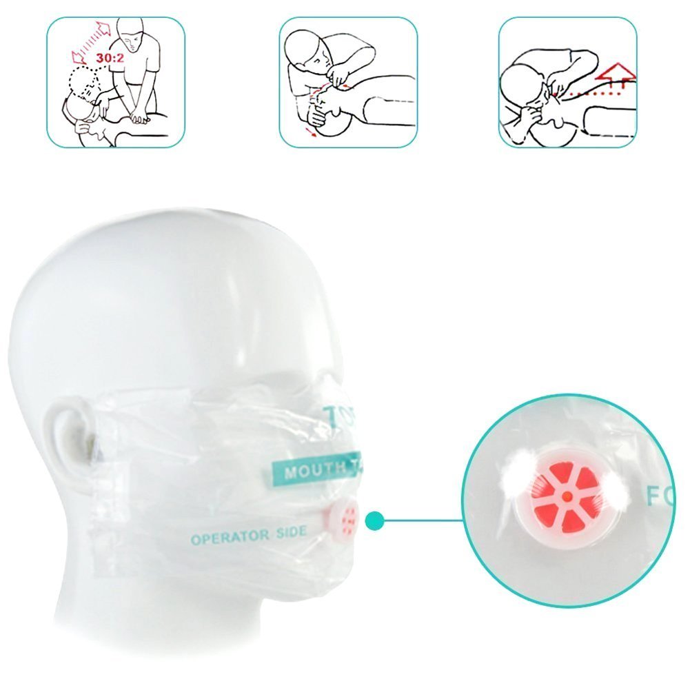 100pcs CPR Face Shield Mask Keychain Keyring Emergency Kit CPR Face Shields for First Aid or CPR Training (Red-100)