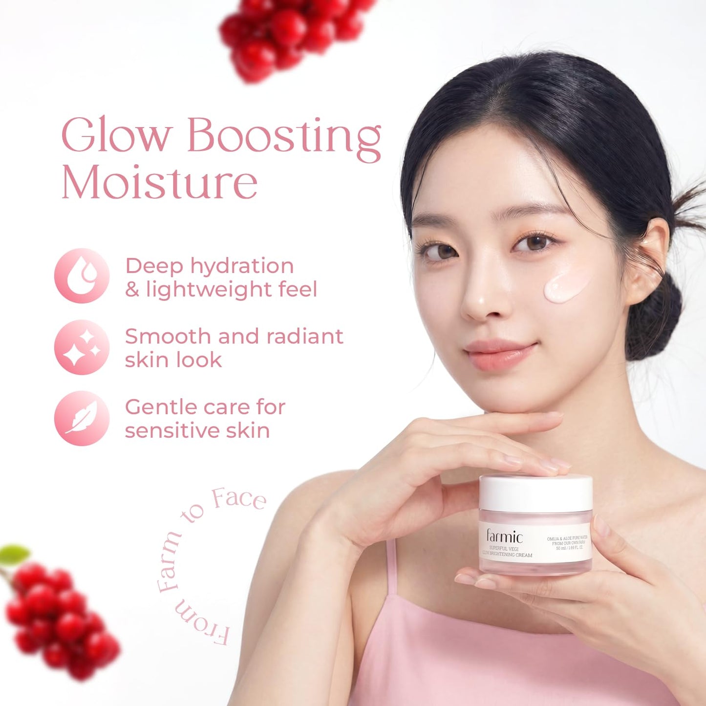 FARMIC Superful Vegi Glow Cream (1.69 fl oz) Rich, Long-Lasting Hydration, Deep-Absorbing Facial Cream for Dry and Sensitive Skin