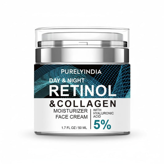 1% Retinol Collagen Cream - Hydrating Anti-Aging Moisturizer with 5% Hyaluronic Acid for Eyes & Face | Smooth Skin, 1.7 oz
