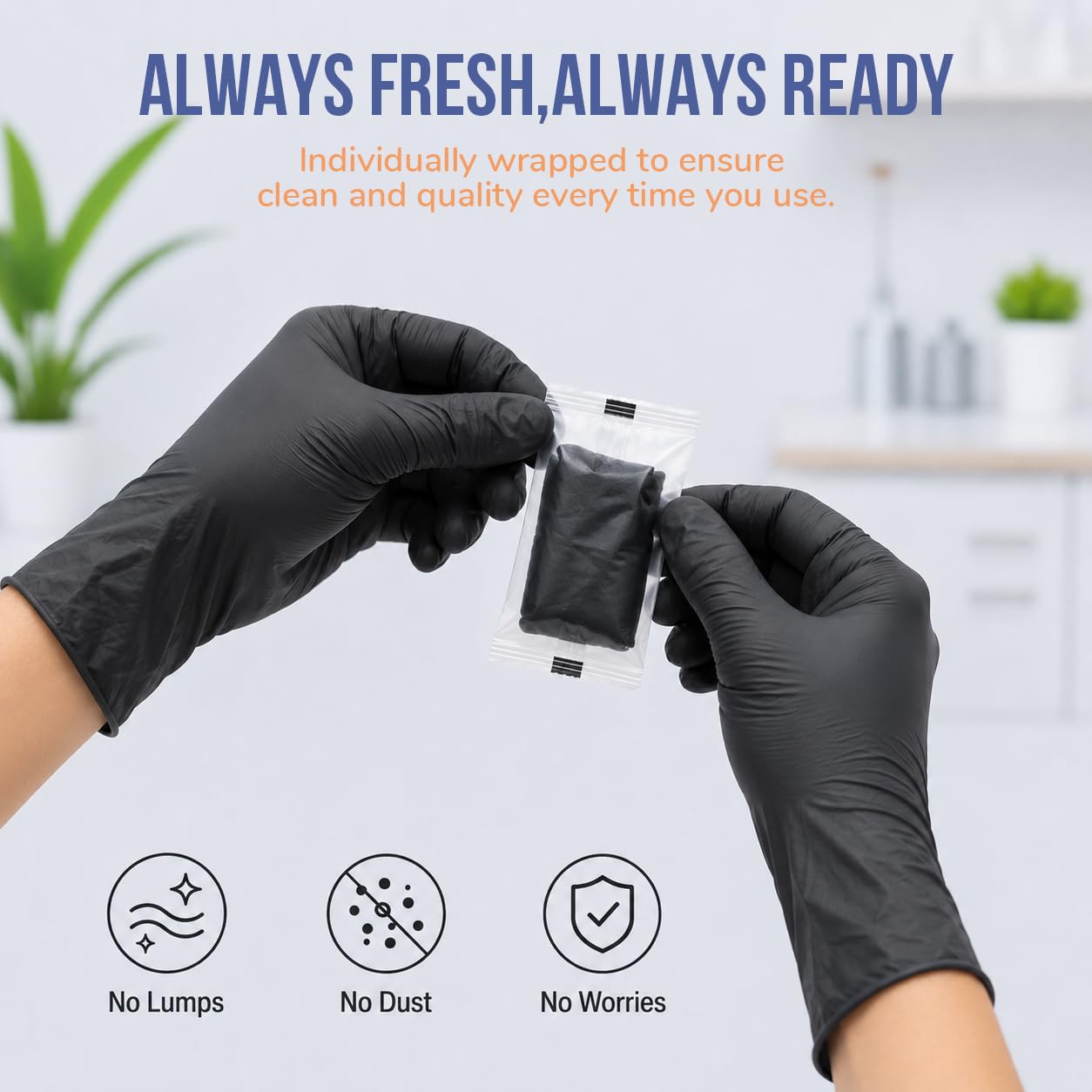 ANBOSON Individually Wrapped Black Disposable Nitrile Gloves, 40 Pairs