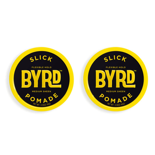 BYRD Hairdo Products Slick Pomade 2-Pack - Flexible Hold, Medium Sheen, Add Slick Style to All Hair Types, 3.35 Oz Each (Two Pack)