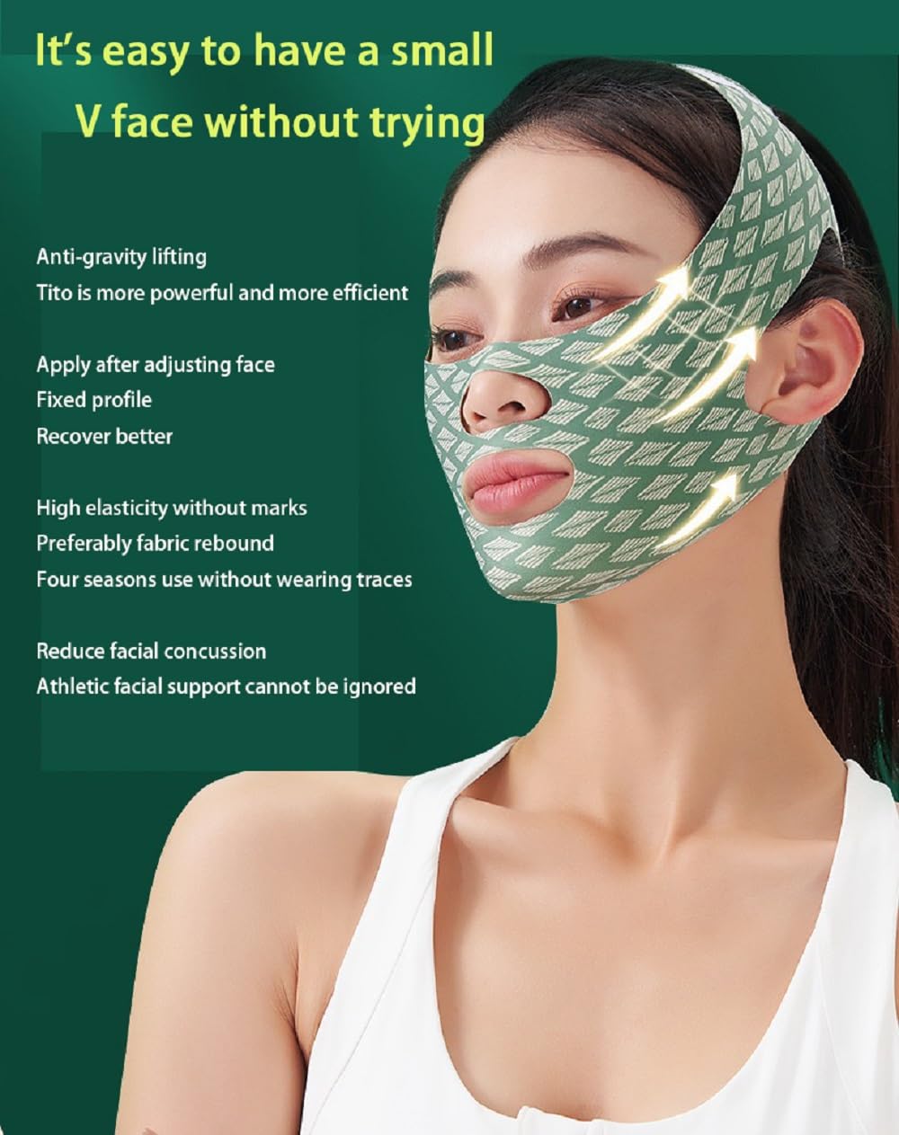 Beauty Face Sculpting Sleep Mask Adjustable Face Silicone Reduce Facial Chin Double Bandage Lifting Tightening Mask Skin Care (Green)