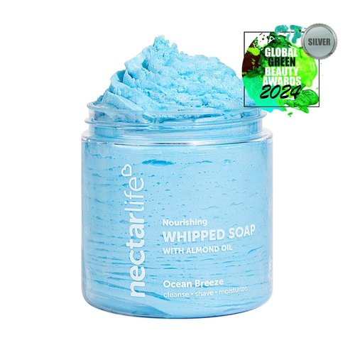 Nectar Life Nourishing Whipped Soap and Shave Butter with Almond Oil, Ocean Breeze Scent, Set of 3, 5 Oz each