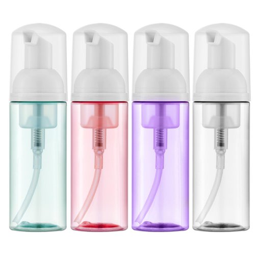 Owlyee Foam Bottles, 2oz Foaming Pump Dispensers, Empty Travel Soap Mousse Bottle for Lash Cleanser, Shampoo (4PCS, 60ml)