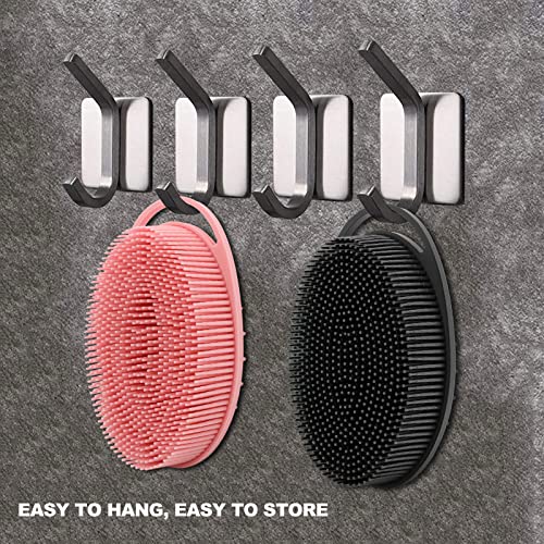 Silicone Body Scrubber, Silicone Loofah Double-Sided Body Brush,Silicone Shower Scrubber and Scalp Massager Shampoo Brush for Sensitive Kids Women Men All Kinds of Skin (Cool Gray)