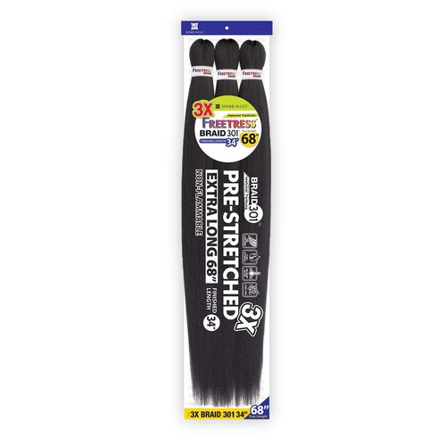 FreeTress Braids Natural Texture Braids 3X Pre-Stretched Braid 301 34 inch (1-PACK, OMARCTIC)