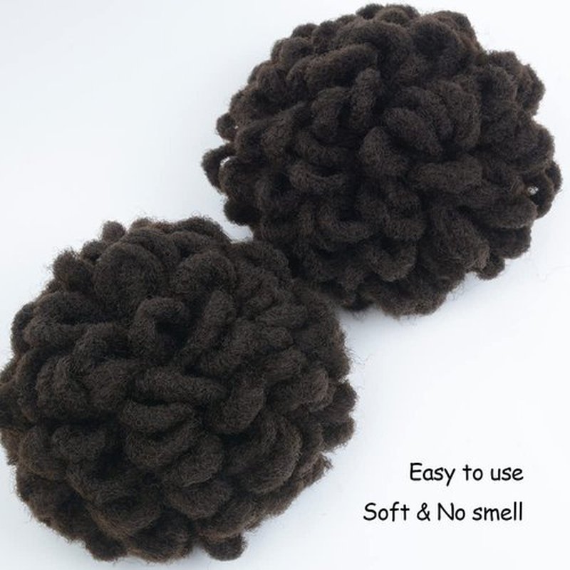 Yinmei Baibian 2Pcs Dreadlocks Bun Drawstring Ponytail Hair Afro Locs Petal Buns Synthetic Nature Color Clip in on Braided Faux Locs Curly Dreadlock Puff Ponytails Hair Extensions for Black Women(4#)