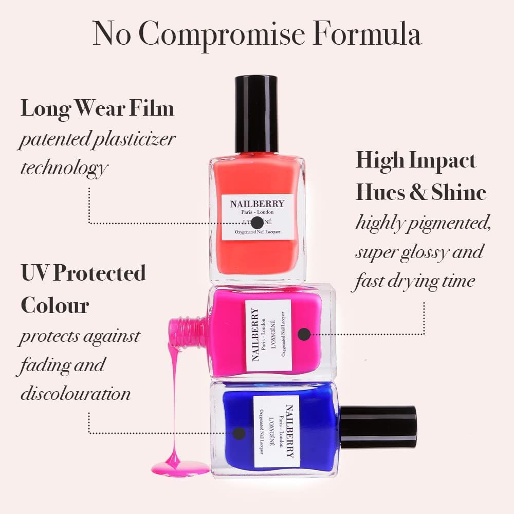 Nailberry L'Oxygéné Oxygenated Nail Lacquer | A Touch Of Powder | Beige Pink Semi-Sheer Polish | UV Protected Long-Wear Nail Polish | 12-Free | Vegan | Certified Halal | Cruelty & Gluten Free | 15 ml