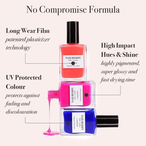 Nailberry L'Oxygéné Oxygenated Nail Lacquer | Peony Blush | Light Coral Opaque Nail Polish | UV Protected Long-Wear Nail Polish | 12-Free | Vegan | Certified Halal | Cruelty & Gluten Free | 15 ml