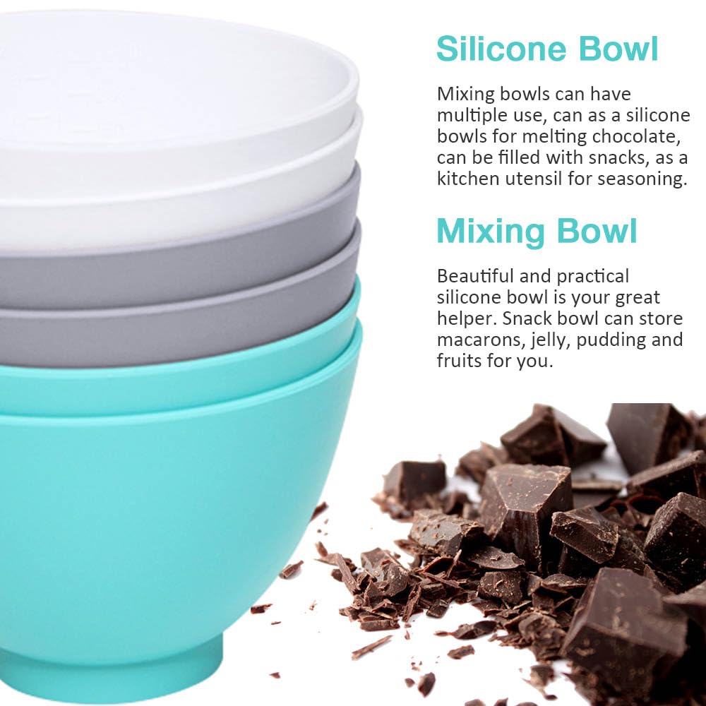 Goalfly 6 Pcs Small Silicone Mixing Bowl (4.1 x 2.7 inches), Mixing Bowl Set for Facial Mask, Reusable Condiment Bowls, Esthetician Bowls, Silicone Bowls for Melting Chocolate