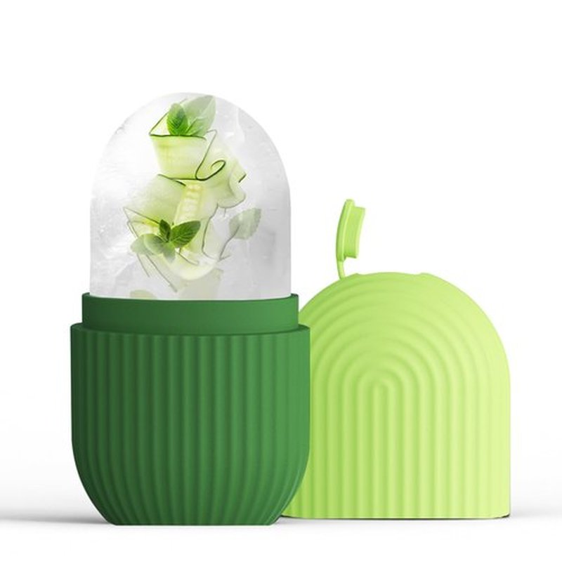 XHJRI Ice Roller Massager for Face, Eyes and Neck - Naturally Condition Skin, De-Puff Eye Bags, Reduce Migraine Pain - Reusable Silicone Ice Mold (Green)
