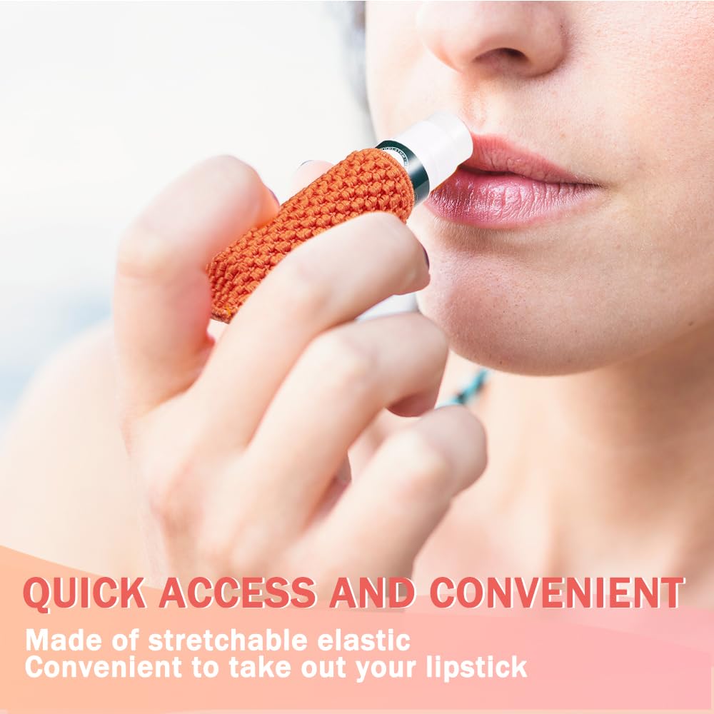 WK IEASON Lip Balm Holder Keychain, Stocking Stuffers for Women, 3PCS Clip on Lip Gloss Holder Compatible With Chapstick, Burt's Bees Sleeves Holder Key Chains Women Cute Elastic Lipstick Holder