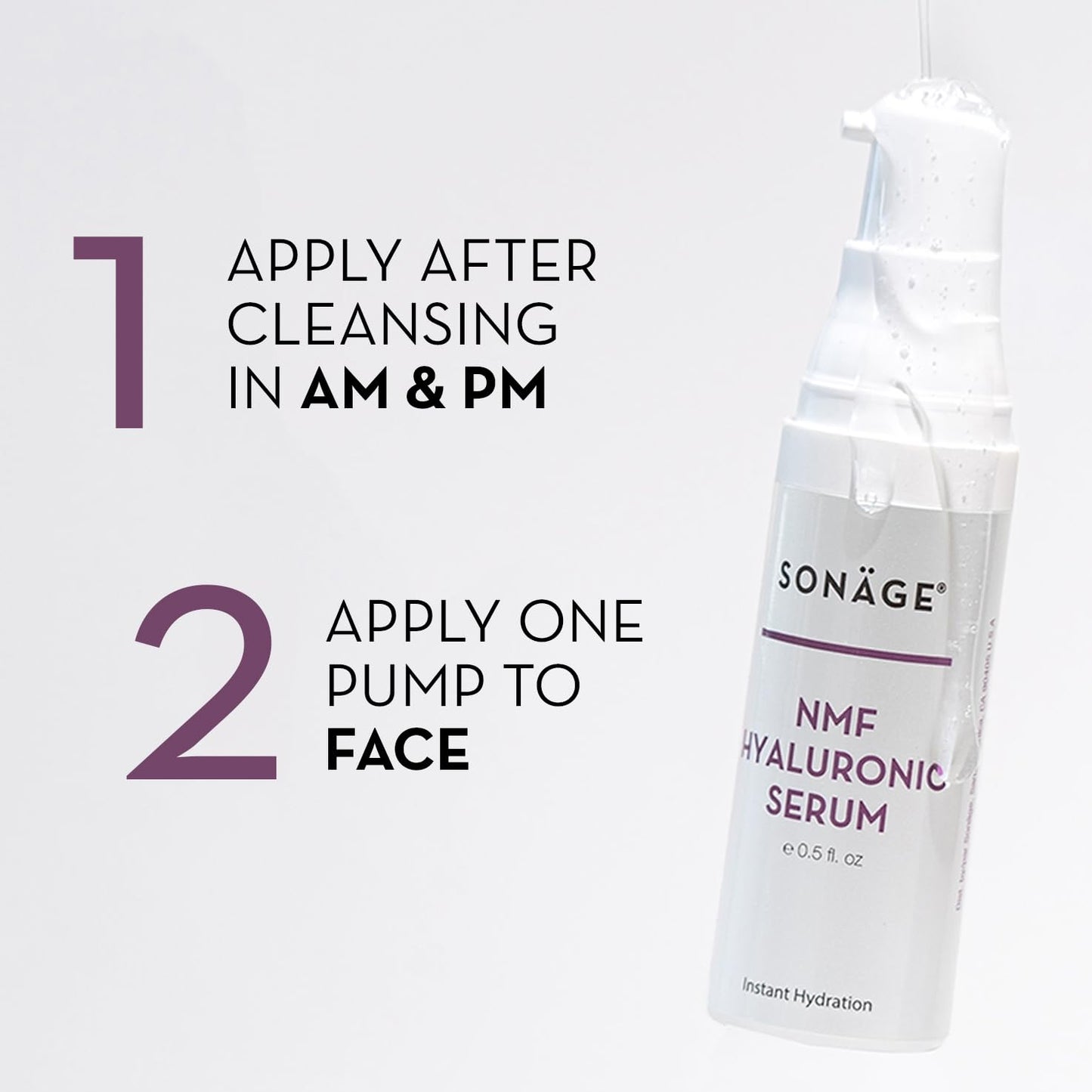Sonage NMF Hyaluronic Serum X5-5-Weight Hyaluronic Acid Face Serum with Crosslinked HA, Ceramides, Snow Mushroom, Squalane & Panthenol - Lightweight Hydrating Serum for Dry, Dehydrated Skin - 15 ml