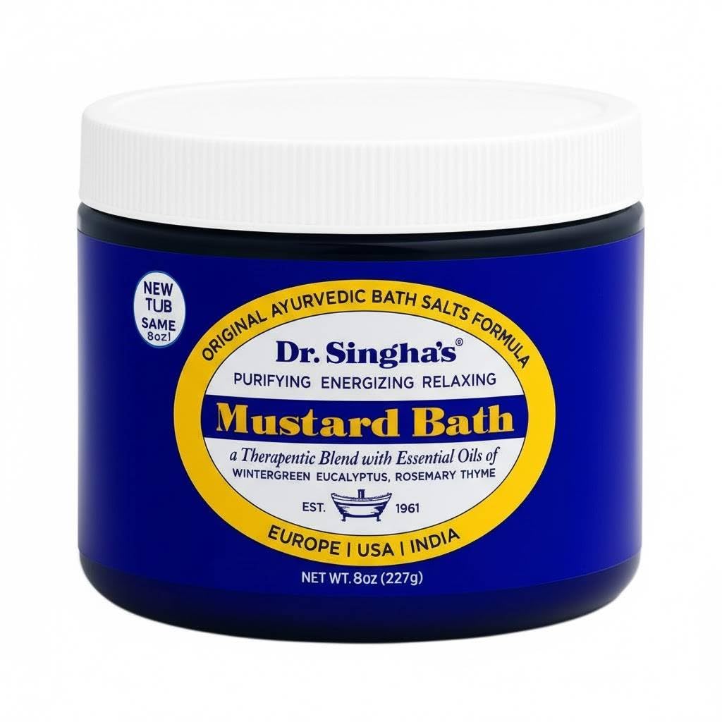 Dr. Singha's Mustard Bath Soak – Aromatherapy Bath Salts with Mustard Seed & Essential Oils for Muscle Relaxation, Stress Relief & Soothing – Epsom Salt Alternative, 8 oz