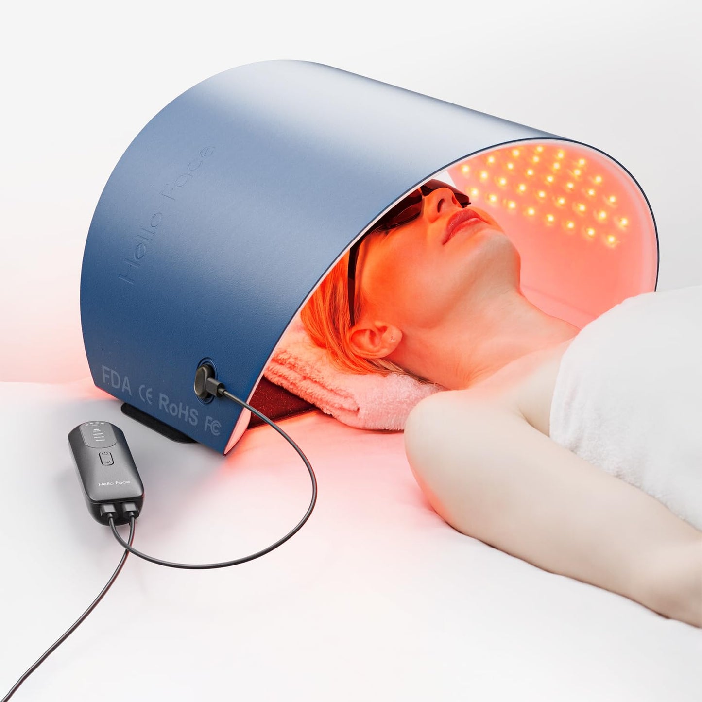 Hello Face FDA Cleared Red Light Therapy for Face and Neck, 4 Modes LED Mask Light Therapy, Blue Infrared Red Light Therapy Mask for Wrinkles and Acne, PDT Photons Facial Skin Care Device
