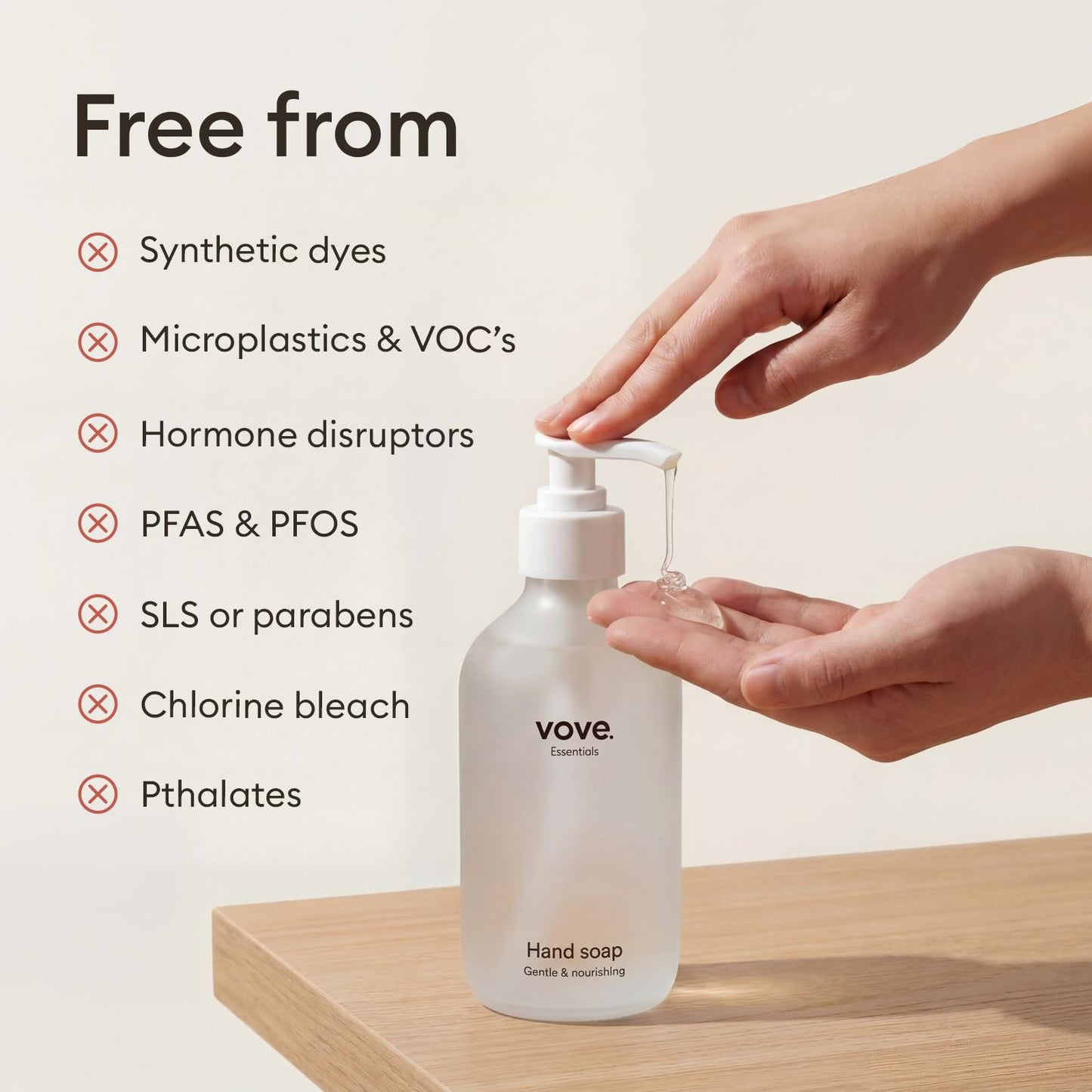 Vove Hand Soap Refills 3-Pack, Mandarin, Geranium & Cedarwood, Powder-to-Gel Hand Wash with Aloe Vera & Cactus Extract, Plant-Based Formula, Moisturizing Allantoin, Plastic-Free Compostable Packaging