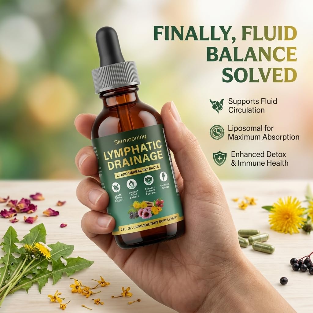 Lymphatic Drainage Drops - 2Pcs Organic Lymphatic Drainage Supplement, Supports overall fluid balance & daily wellness, Ease feelings of temporary bloating & Vitality, Enhances Clarity ,2 Fl oz